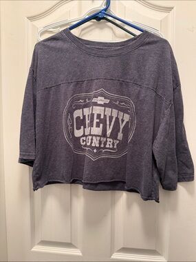 Chevy Country Graphic Cropped Tee - Charcoal